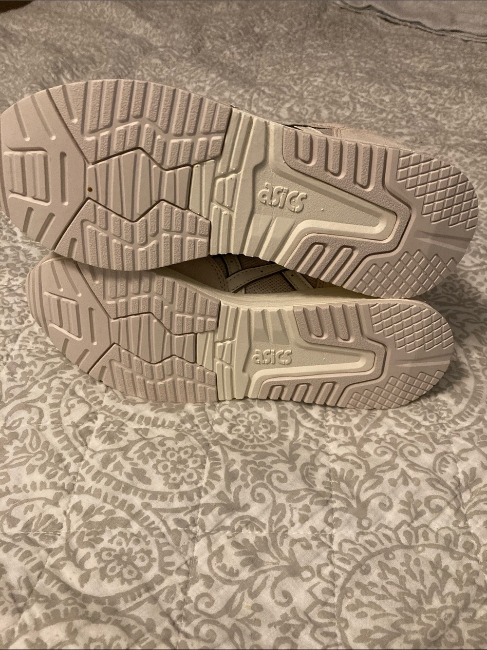 ASICS women’s Pale Pink Lace-Up Sneakers with White Stripes - Picture 3 of 4